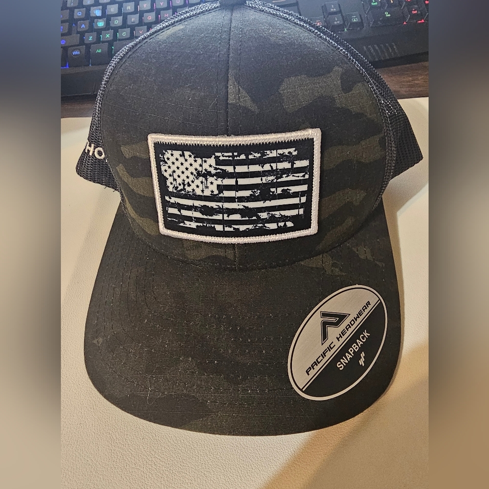 Black Camo American Flag Snapback
